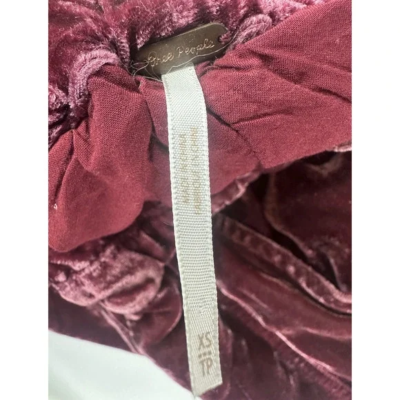 Free People At First Sight Velvet Paperbag Shorts High Rise Red Wine Burgundy XS - Picture 6 of 12